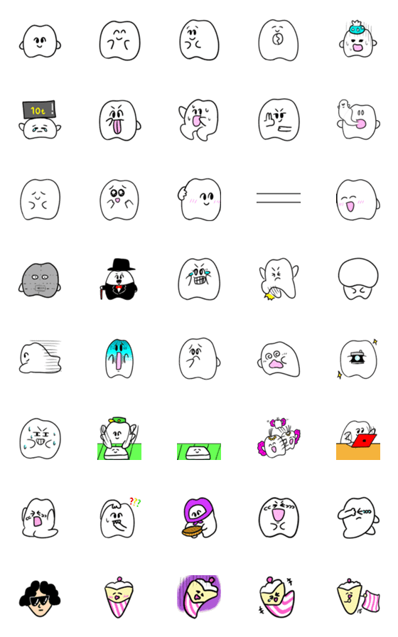 [LINE絵文字]歯のマンガ絵文字の画像一覧