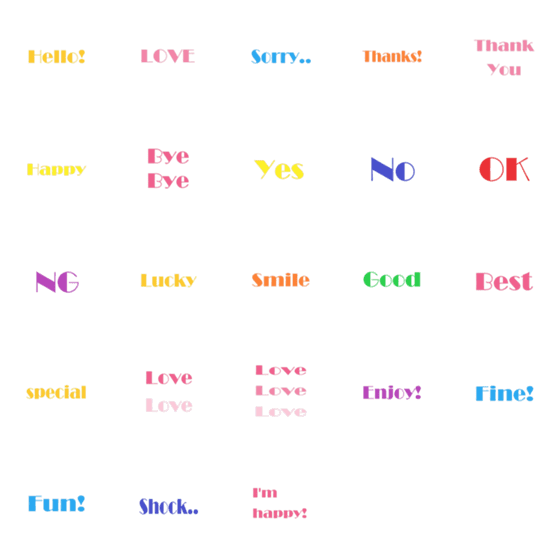 [LINE絵文字]【おしゃれフォント】よく使う単語まとめの画像一覧