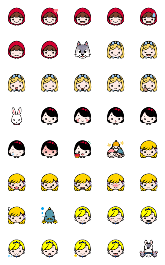 Line絵文字 童話の女の子 40種類 1円 Line絵文字 童話の女の子 40種類 1円