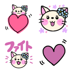 [LINE絵文字] かわいいしろねこの絵文字の画像