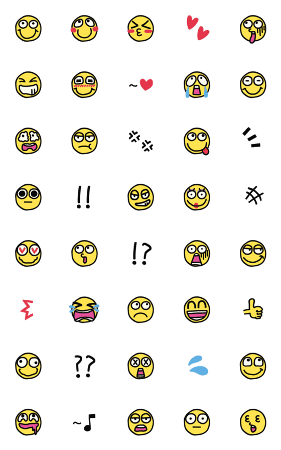 [LINE絵文字]コミカル顔文字◎ハッキリくっきりシンプルの画像一覧