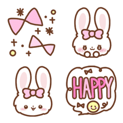 [LINE絵文字] ♡ふわうさ♡シンプルかわいい絵文字の画像