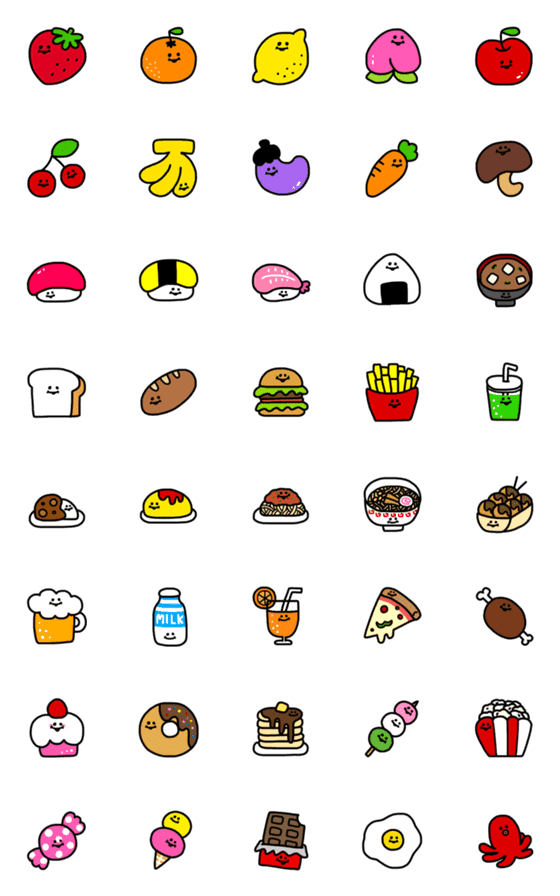 [LINE絵文字]ビビッド食べ物絵文字の画像一覧