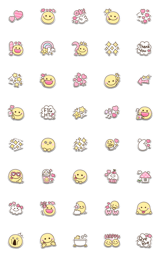 [LINE絵文字]ぷくぷくシール♡スマイル2の画像一覧