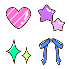 カラフルなハートと星とりぼんの絵文字メイン画像