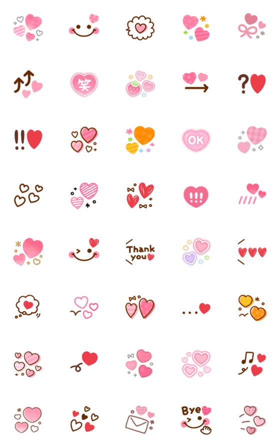 [LINE絵文字]♡いろんなハートmix♡の画像一覧