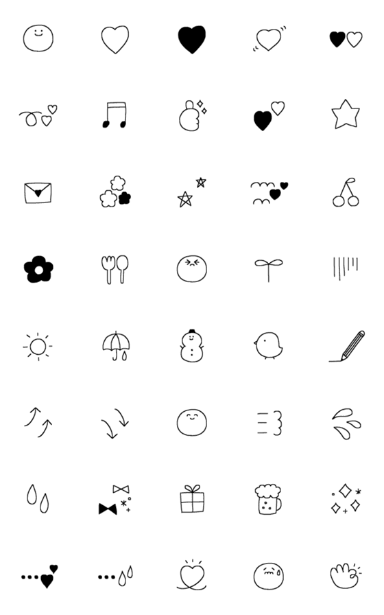 [LINE絵文字]●使えるモノクロ絵文字○の画像一覧