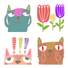 [LINE絵文字] ぽぽぽの北欧風ねこの画像