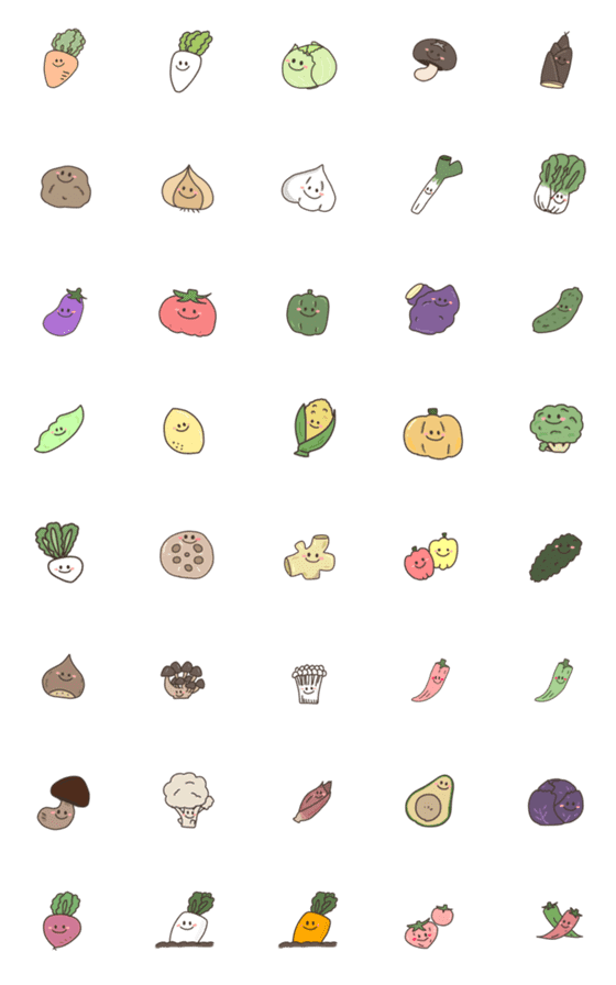 [LINE絵文字]ゆるふわ♡お野菜の画像一覧