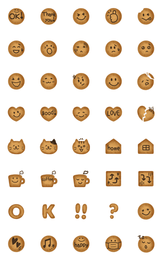 [LINE絵文字]クッキー絵文字★Cookie emojiの画像一覧