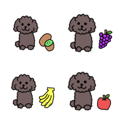 [LINE絵文字] 黒プードルと果物の画像