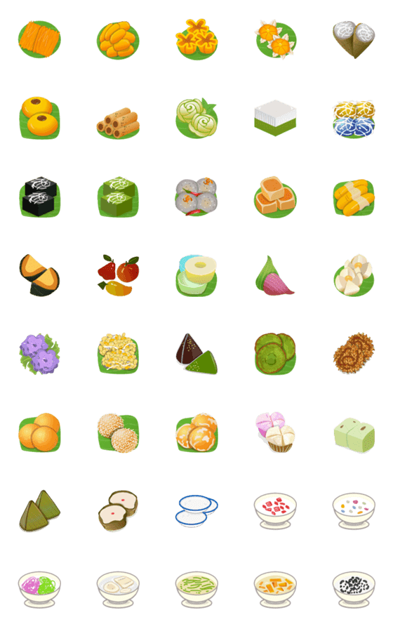 [LINE絵文字]Thai desserts Emoji v2の画像一覧