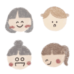 [LINE絵文字] 表情 髪型 違いのふんわり顔絵文字の画像