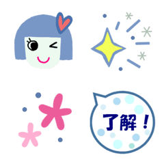 [LINE絵文字] ボブガール♥ハートミックスの画像