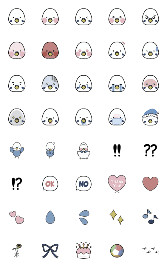 [LINE絵文字]表情豊かなセキセイインコの絵文字の画像一覧