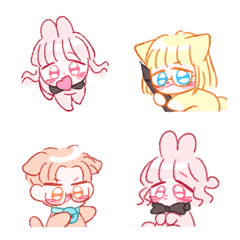 [LINE絵文字] Curly rabbit and her two babies 1の画像