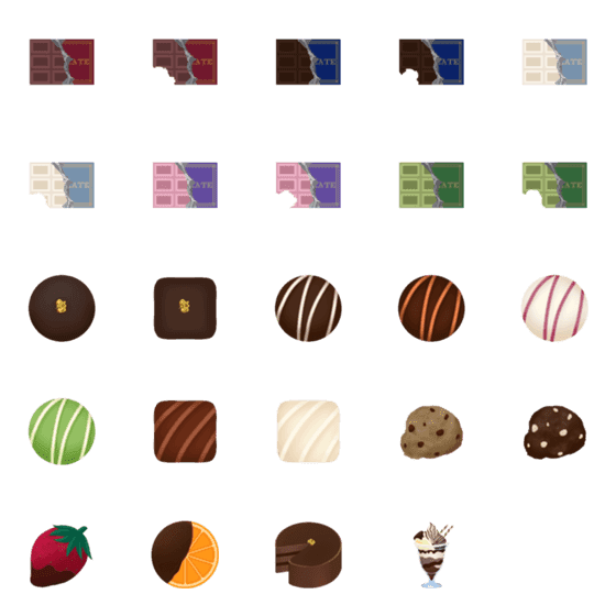 [LINE絵文字]いろんなチョコレートたちの画像一覧
