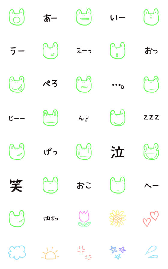 [LINE絵文字]かえるのシンプル絵文字の画像一覧