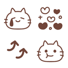 [LINE絵文字] 茶ペンのシンプルねこ絵文字の画像