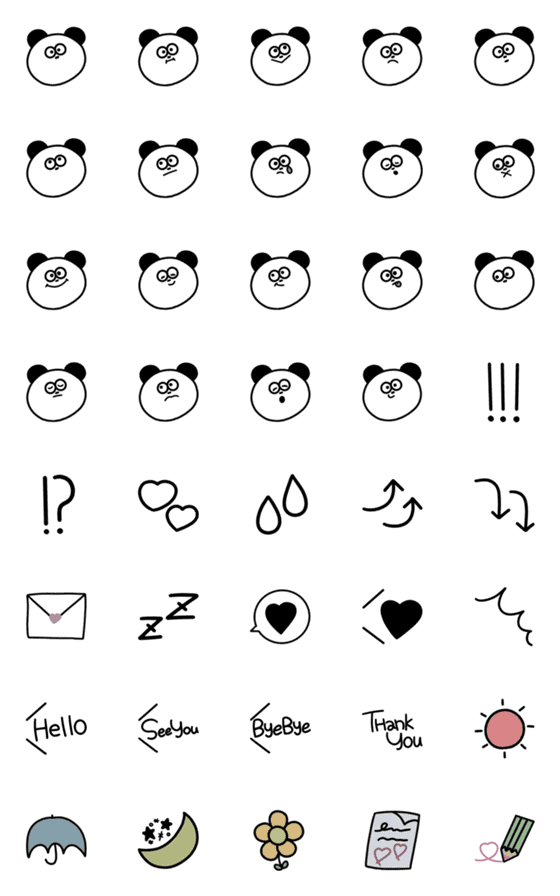 [LINE絵文字]◯シンプルゆるいパンダ◯の画像一覧