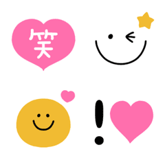 [LINE絵文字] ♡スマイル×ハート×ピンク×ゴールド♡の画像