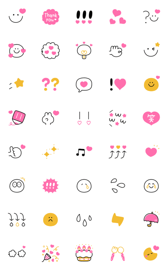 [LINE絵文字]♡スマイル×ハート×ピンク×ゴールド♡の画像一覧