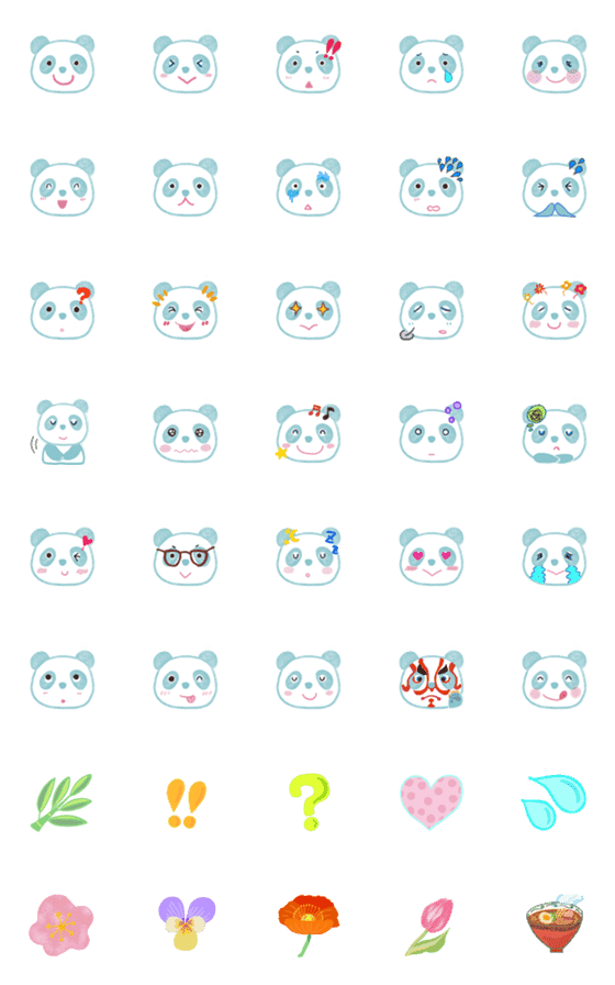 [LINE絵文字]空色パンダの画像一覧