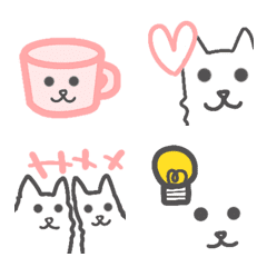 [LINE絵文字] シンプルな絵文字時々うちのもふもふ犬たちの画像