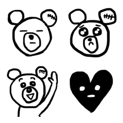 しろいくまちむ♡シンプルモノクロ絵文字の絵文字メイン画像