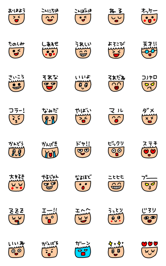 [LINE絵文字]riekimのシンプル顔絵文字の画像一覧