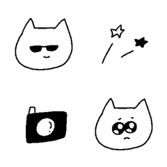 [LINE絵文字] nemuiasa simple monotone emoji catの画像