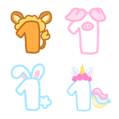 [LINE絵文字] Number animal cute emojiの画像