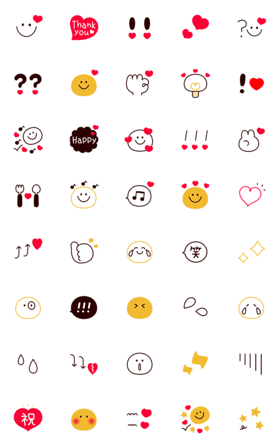 [LINE絵文字]♡スマイル×ハート×レッド×ブラウン♡の画像一覧