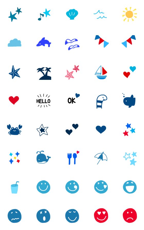 [LINE絵文字]マリンstyle♡バラエティパック♡の画像一覧