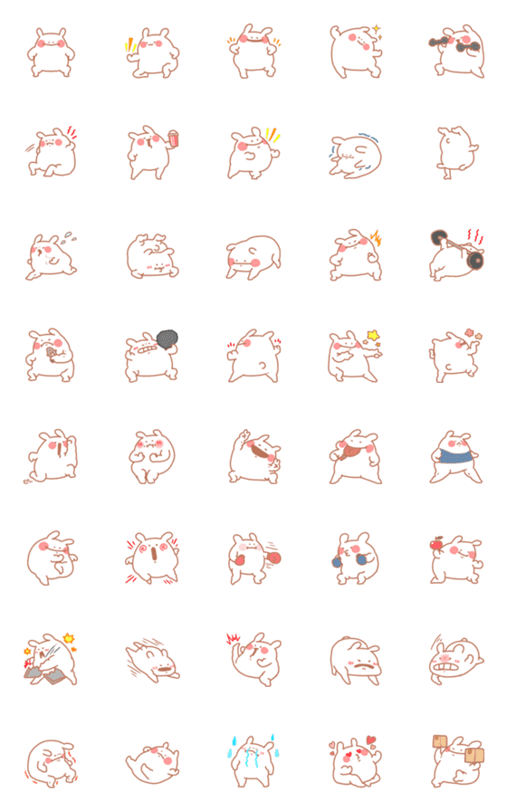[LINE絵文字]ムッキムキなうさぎさん絵文字の画像一覧