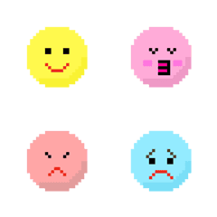 [LINE絵文字] ドット顔絵文字の画像