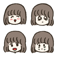 [LINE絵文字] ボブヘアーの女の子の絵文字の画像