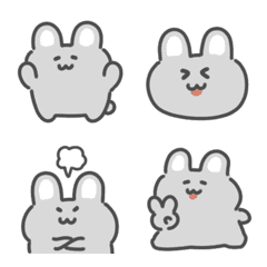[LINE絵文字] モノクロなウサギ絵文字の画像