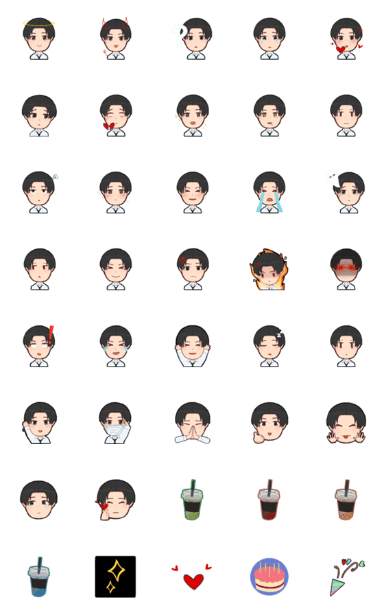 [LINE絵文字]Mr. medium hair style (Emoji)の画像一覧