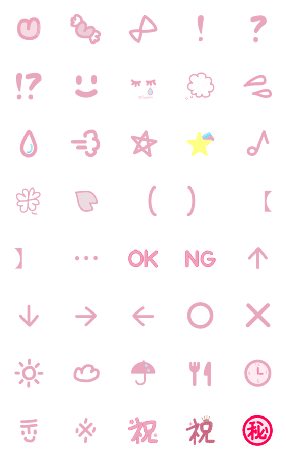 [LINE絵文字]【手書き】ピンク好きのための記号＆絵文字の画像一覧