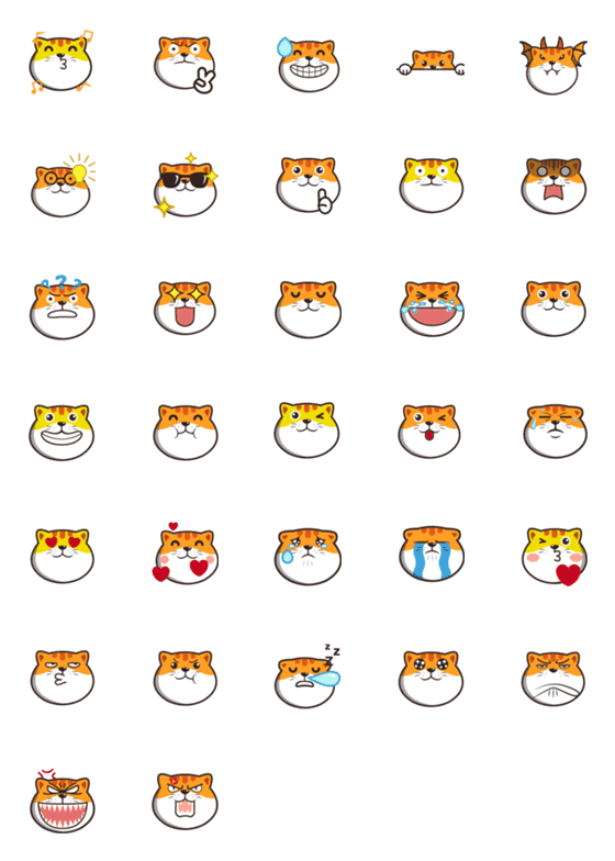 [LINE絵文字]Explosion of expression, tiger faceの画像一覧