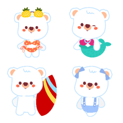 [LINE絵文字] Polar bear : summer on the beach emojiの画像