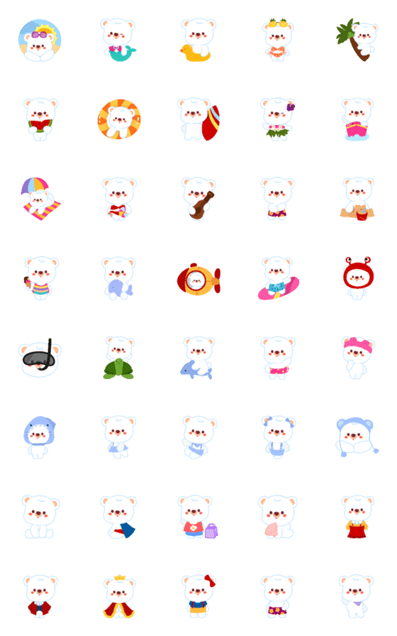 [LINE絵文字]Polar bear : summer on the beach emojiの画像一覧