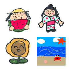 [LINE絵文字] *夏* お絵かきみたいな絵文字11の画像