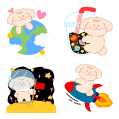 [LINE絵文字] Puffy dog in galaxy colorful emojiの画像