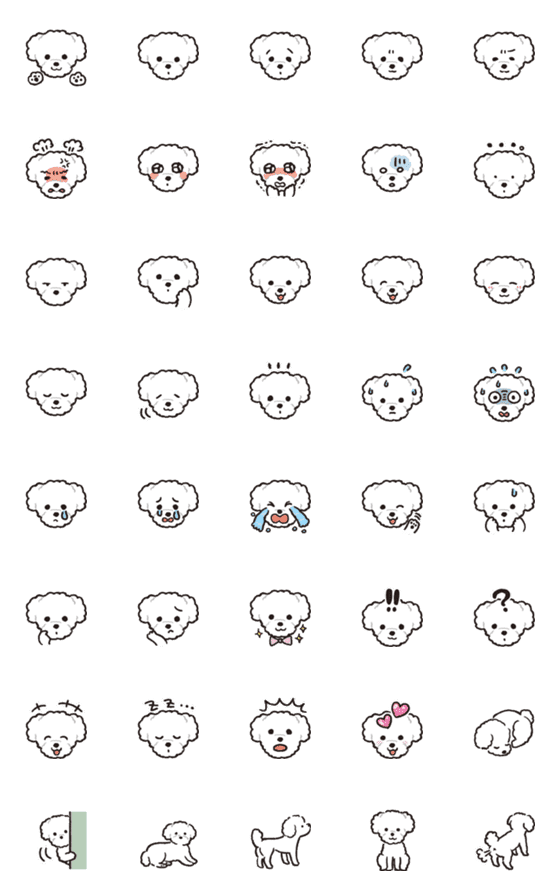 [LINE絵文字]トイプードル（白）と毎日いっしょ絵文字の画像一覧