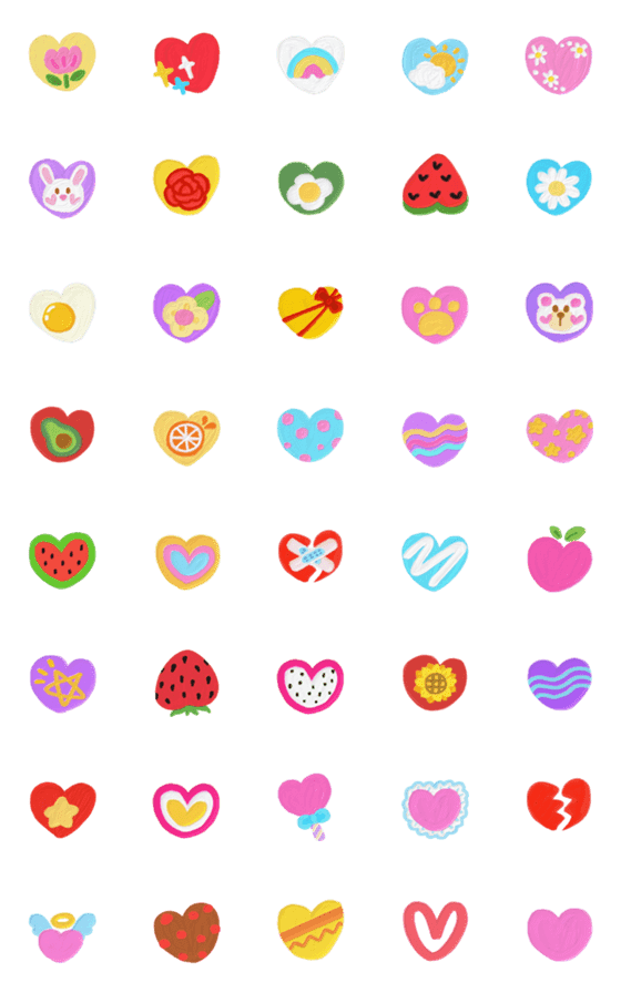 [LINE絵文字]Tiny heart love pastel colorful emojiの画像一覧
