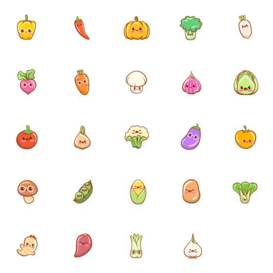 [LINE絵文字]健康な野菜だよ遊ぼうの画像一覧