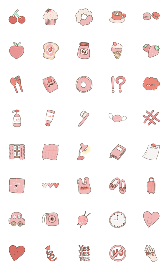 [LINE絵文字]Pink item emojiの画像一覧