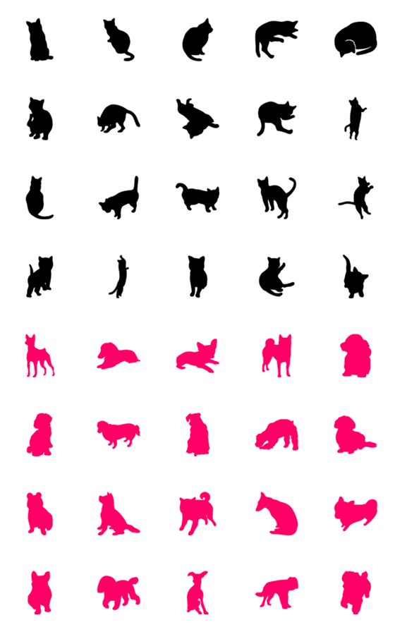 [LINE絵文字]犬・猫のシルエット絵文字2の画像一覧
